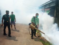 Peduli Kesehatan Babinsa Talang Betutu Dampingi Pelaksanaan Fogging