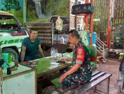 Ciptakan Kamtibmas Di Wilayah Binaan Babinsa 418-05/Lemabang Komsos Bersama Warga