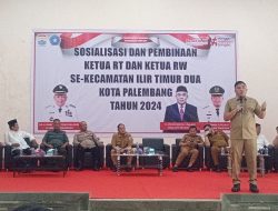 Sekda Kota Palembang H. Aprizal Hasyim Hadiri Sosialisasi dan Pembinaan Bagi RT dan RW Se kecamatan IT II ,1 November Insentif RT RW Naik 1Juta