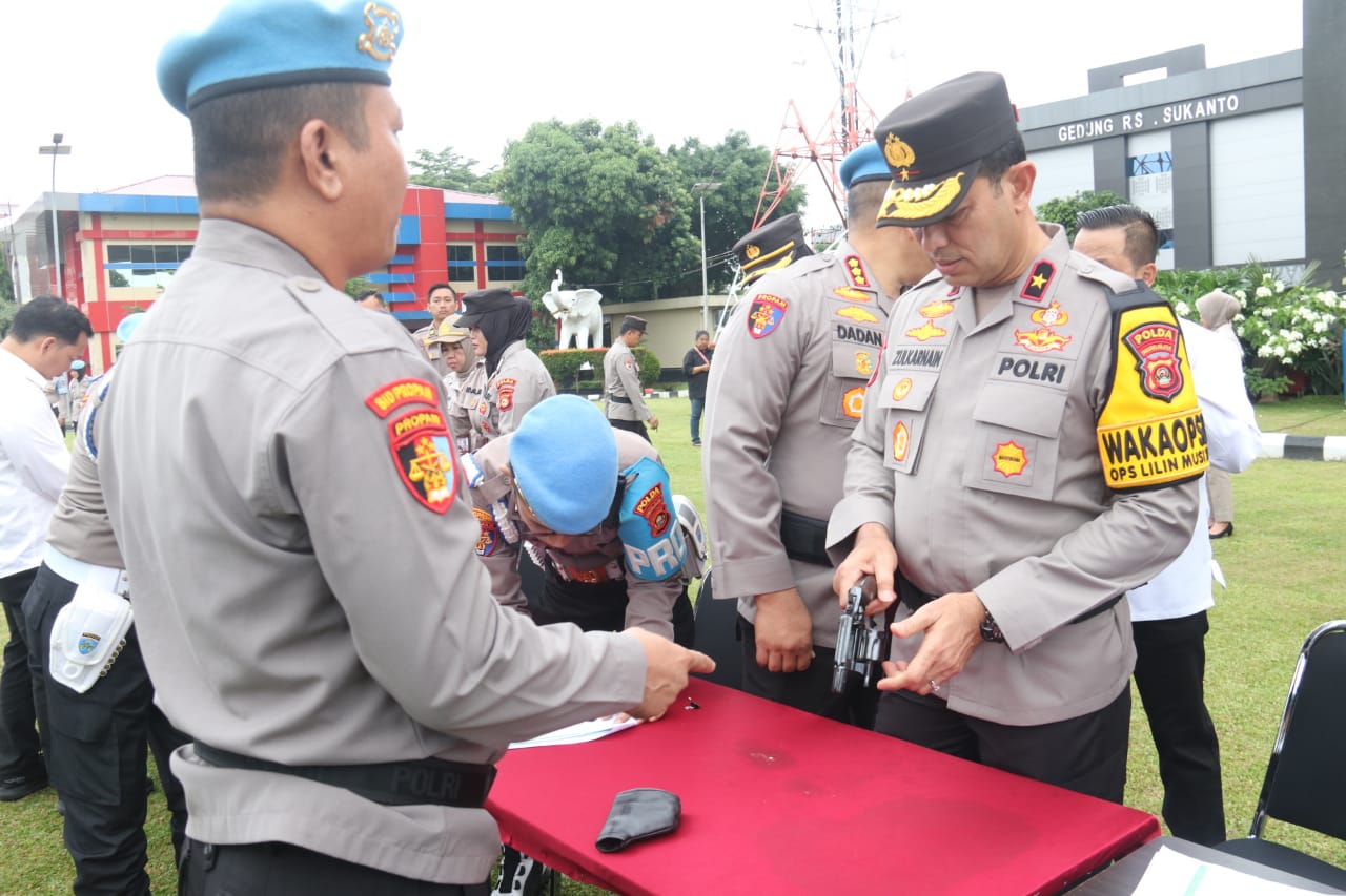 Cegah Penyalah Gunaan Senjata Api Polda Sumsel Gelar Pengecekan Senjata Api 1