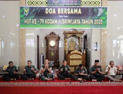 Wujud Syukur Kodim 0418/Palembang Gelar Doa bersama Dalam Rangka HUT Kodam II Sriwijaya Ke -79