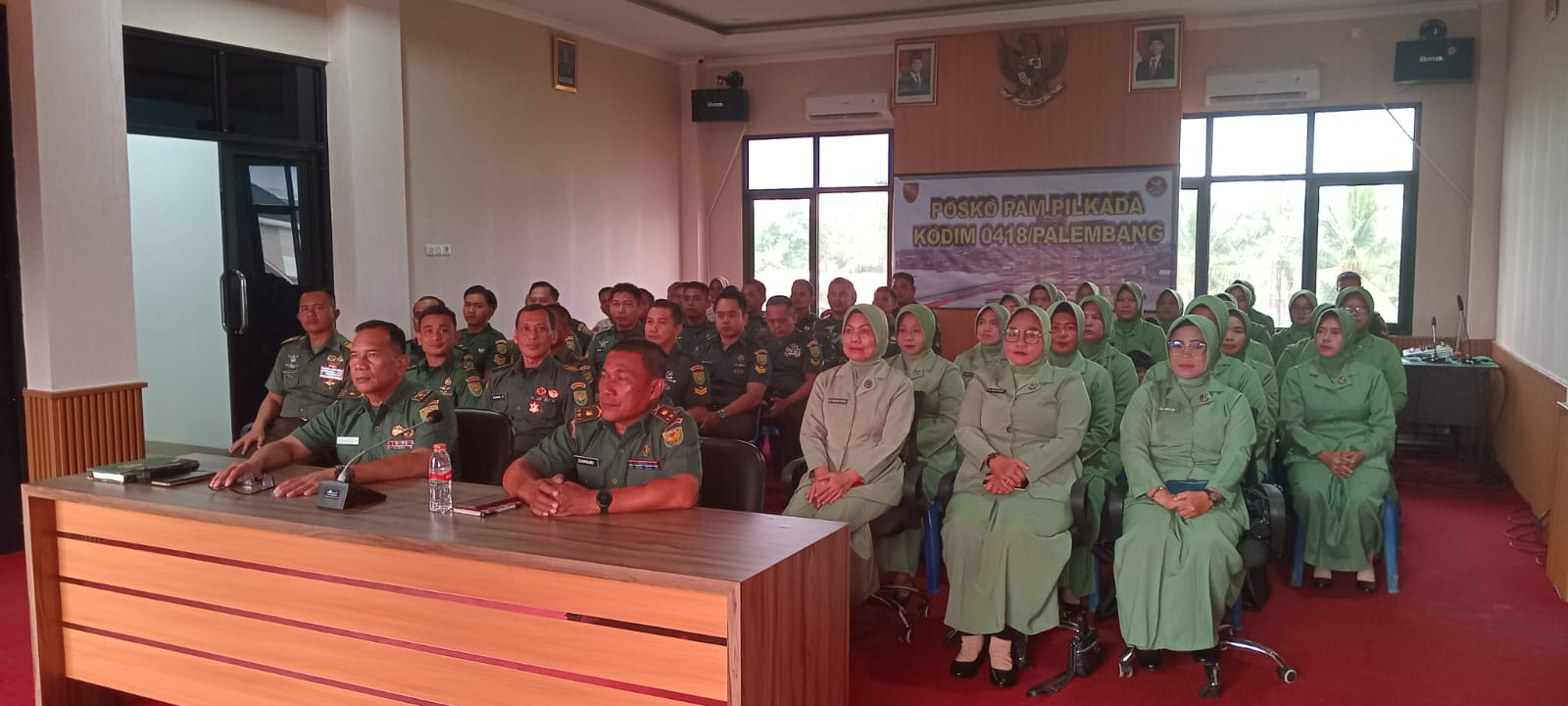 Secara Vidcom Anggota Kodim 0418/Palembang Ikuti Pengarahan Dan Pamitan Danrem 044/Gapo 1