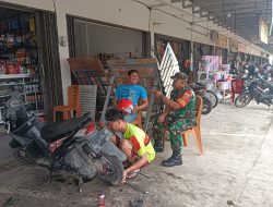 Babinsa Kel Srimulya Komsos Bersama Warga Binaan Ajak Jaga Kamtibmas Bersama