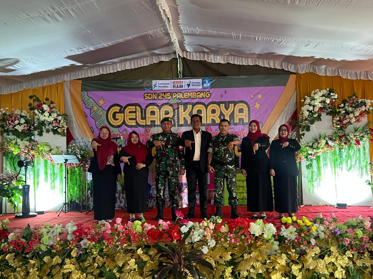 Babinsa Kel Lebung Gajah Hadiri Gelar Karya,Projek Penguatan Profil Pelajar Pancasila (P5) SDN 245 Palembang 2