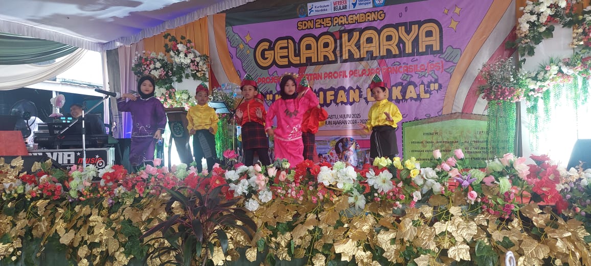 Babinsa Kel Lebung Gajah Hadiri Gelar Karya,Projek Penguatan Profil Pelajar Pancasila (P5) SDN 245 Palembang 1