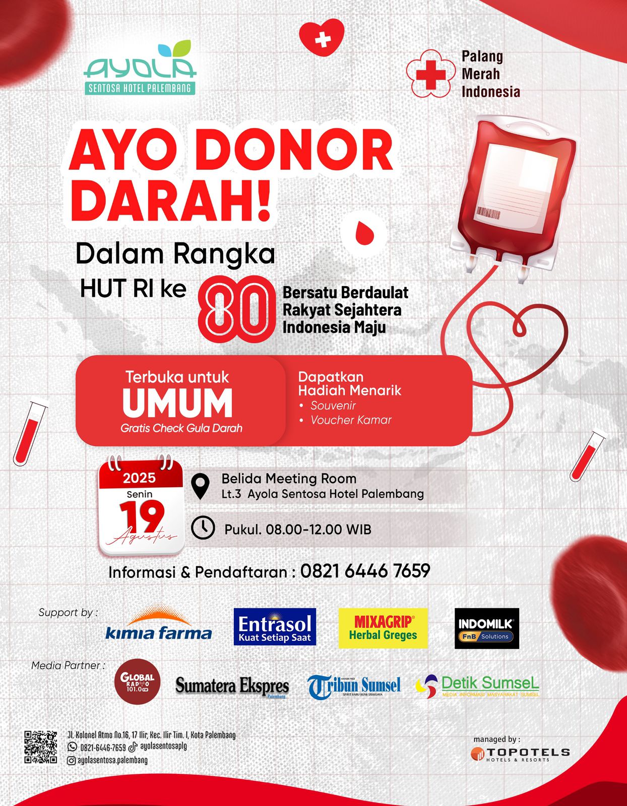 Ayola Sentosa Hotel Palembang Gelar Aksi Donor Darah Spesial HUT RI ke-80 1