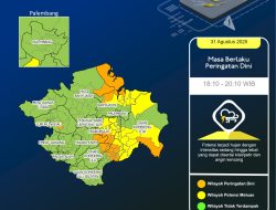 BMKG: Waspada Hujan Lebat Disertai Petir dan Angin Kencang di Sejumlah Wilayah Sumsel