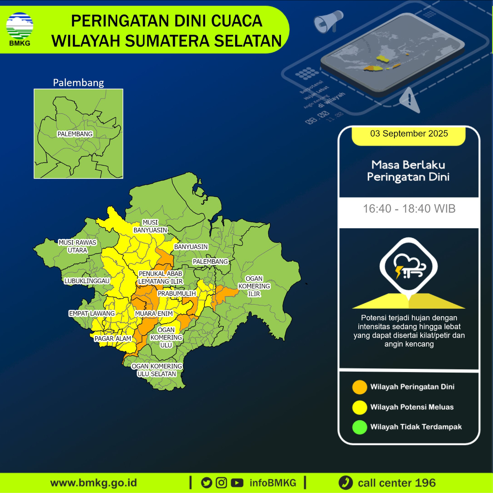 BMKG Ingatkan Warga Sumsel: Waspada Hujan Lebat Disertai Petir dan Angin Kencang 1