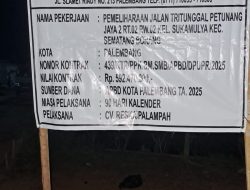 Diduga Proyek Cor Beton di Jalan Tritunggal Petunang Jaya Palembang Kurangi Volume Pekerjaan