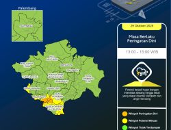 BMKG Sumsel: Waspada Hujan Lebat Disertai Petir dan Angin Kencang di Sejumlah Wilayah, 29 Oktober 2025