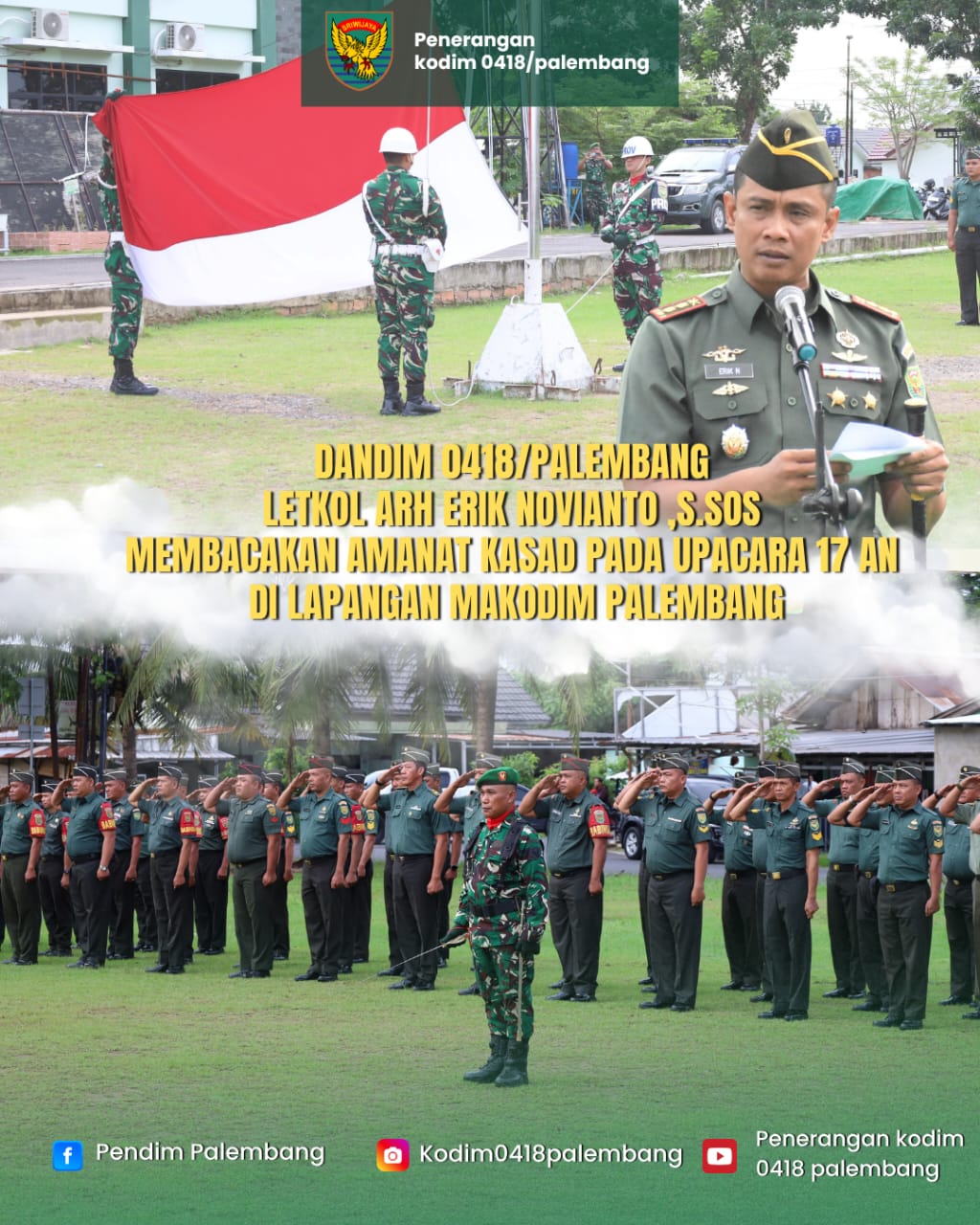 Kodim 0418/Palembang Gelar Upacara Bulanan, Kasad Tekankan Evaluasi dan Penguatan Satuan 1
