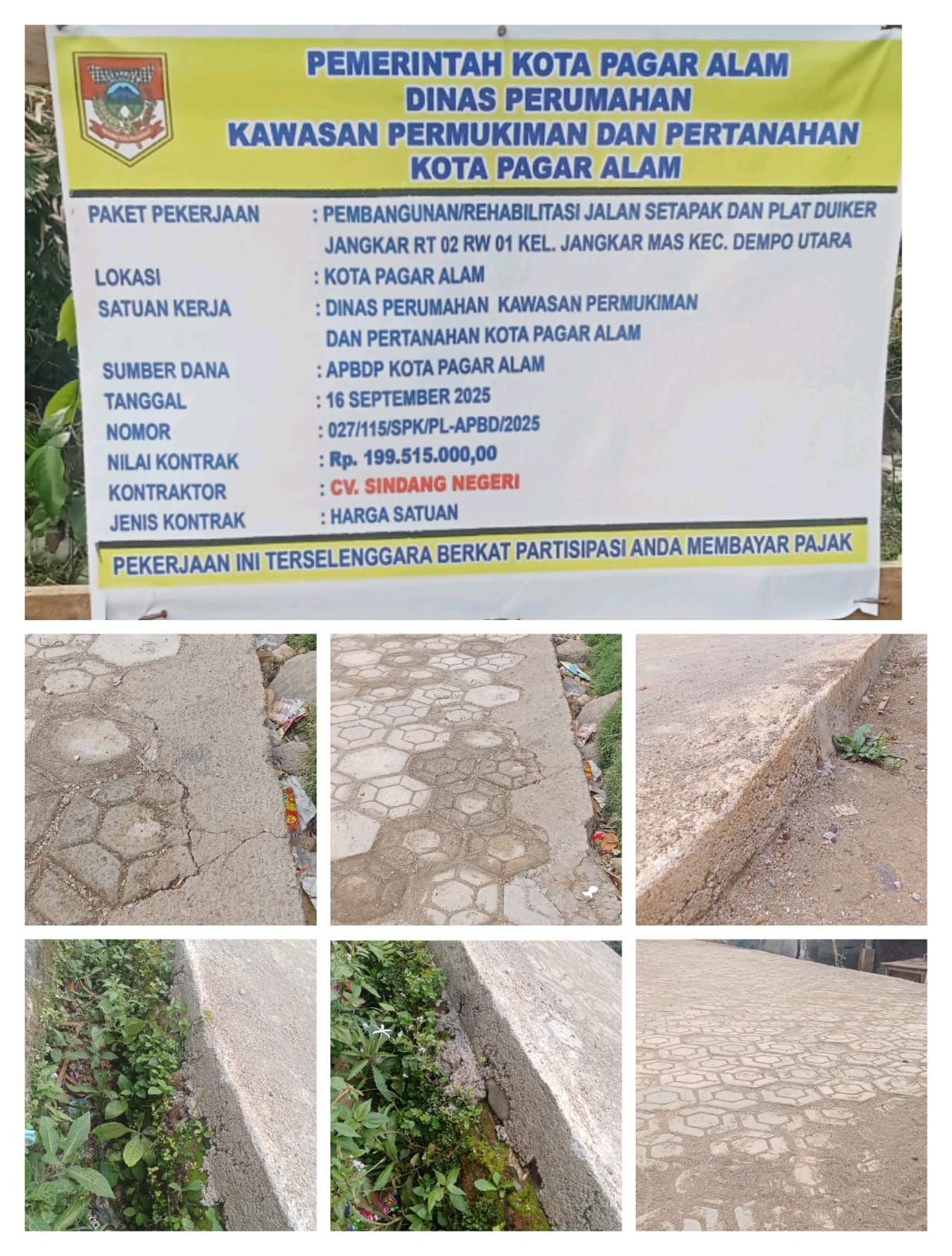 Diduga Pembangunan Jalan Paving Blok di Talang Air Salak Tak Sesuai Spesifikasi, Terindikasi Mark Up 1