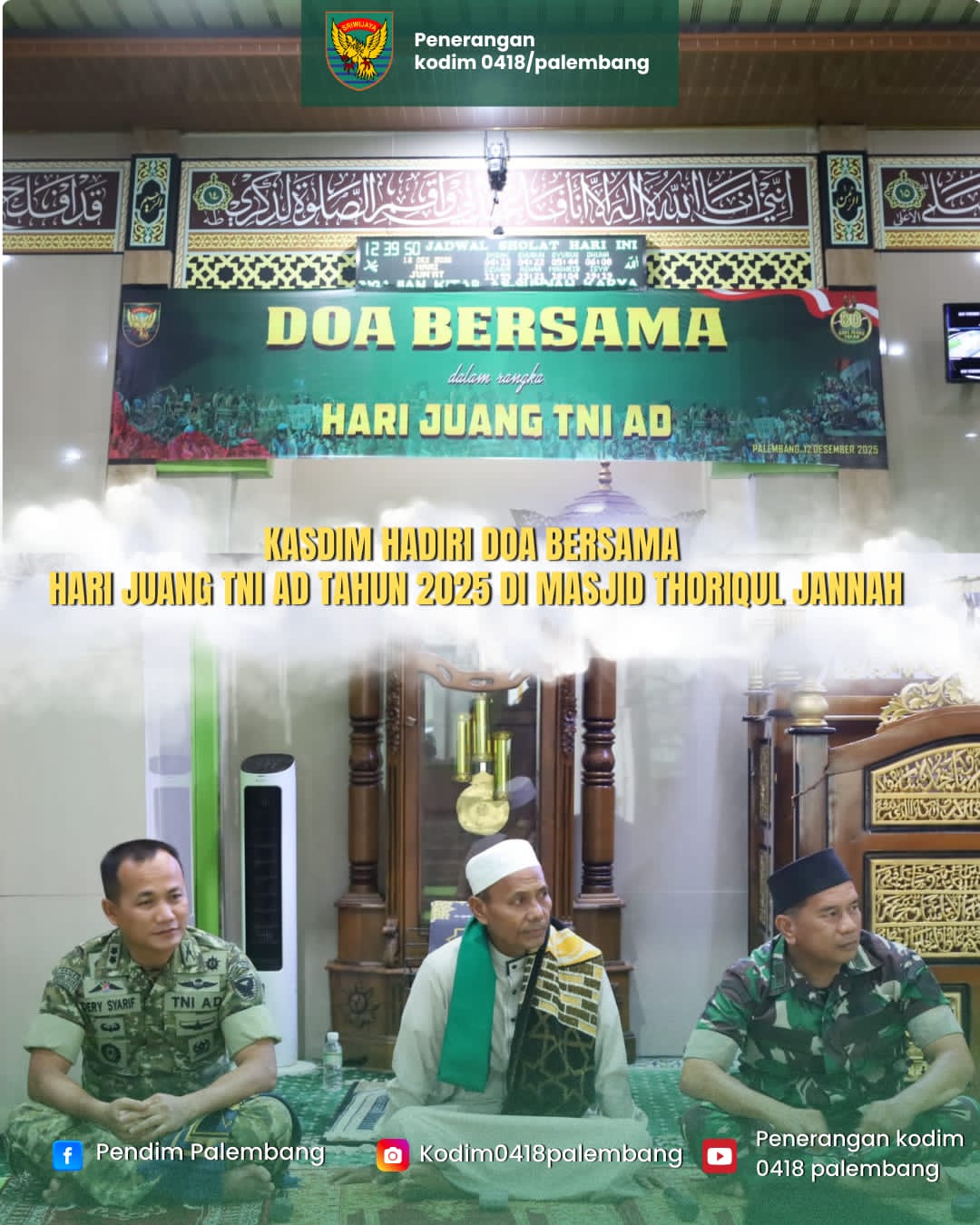 Kasdim 0418/Palembang Hadiri Doa Bersama Hari Juang TNI AD 2025 1