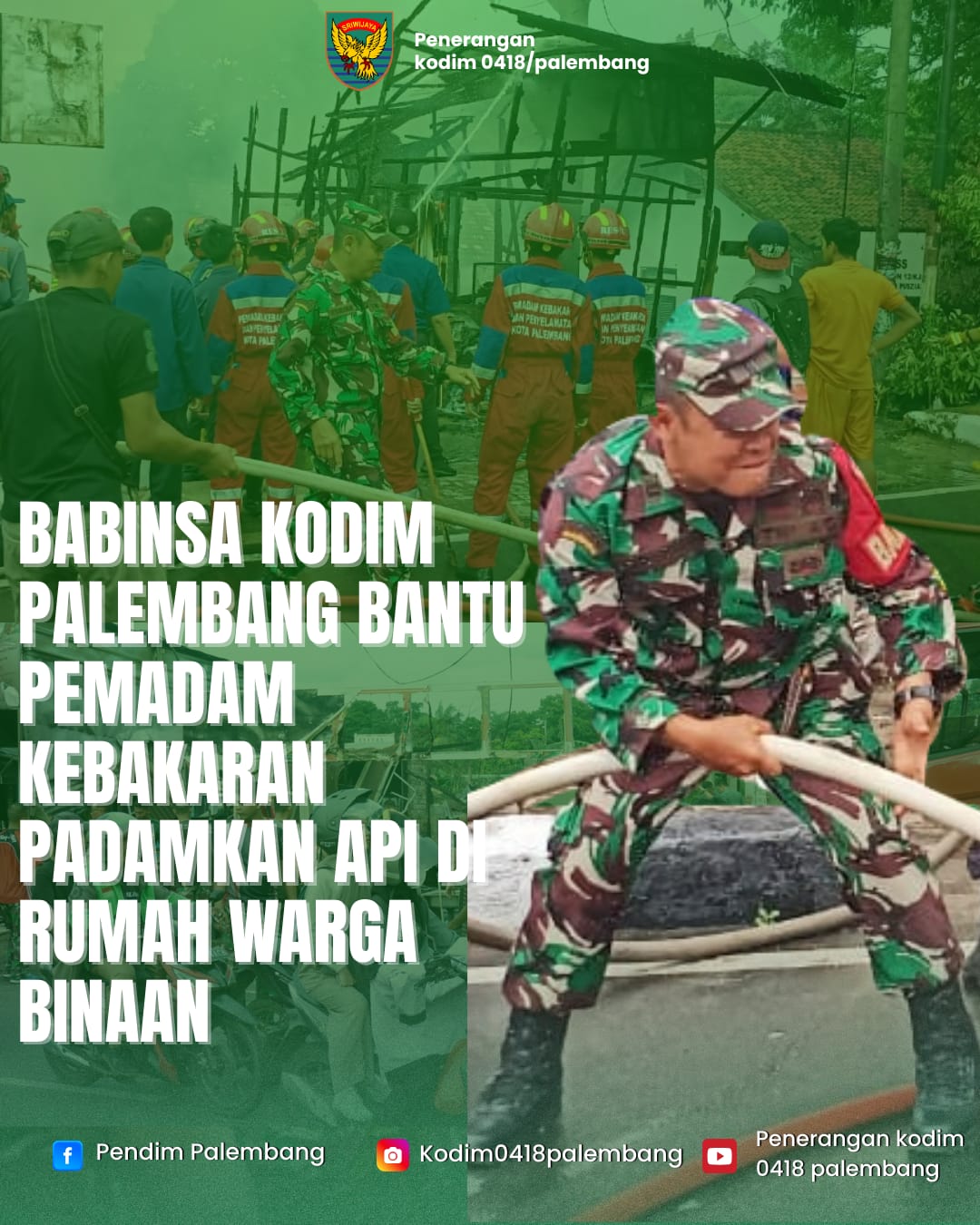 Babinsa Kodim Palembang Sigap Bantu Padamkan Kebakaran, Selamatkan Warga dari Amukan Api 1