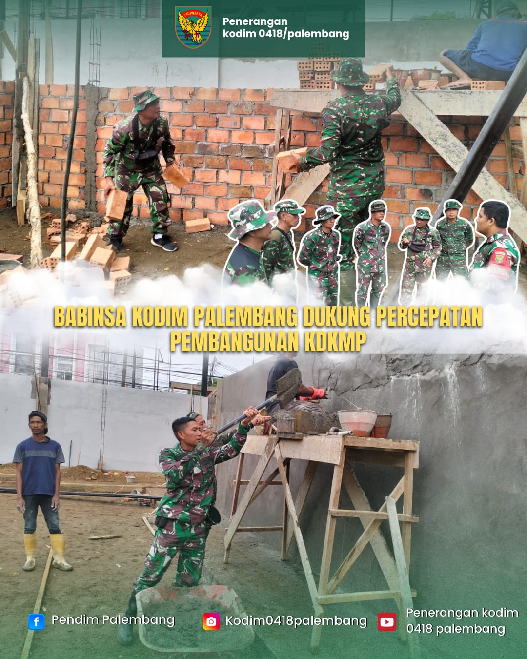 Babinsa Kodim 0418/Palembang Dukung Percepatan Pembangunan Gedung KDKMP 1