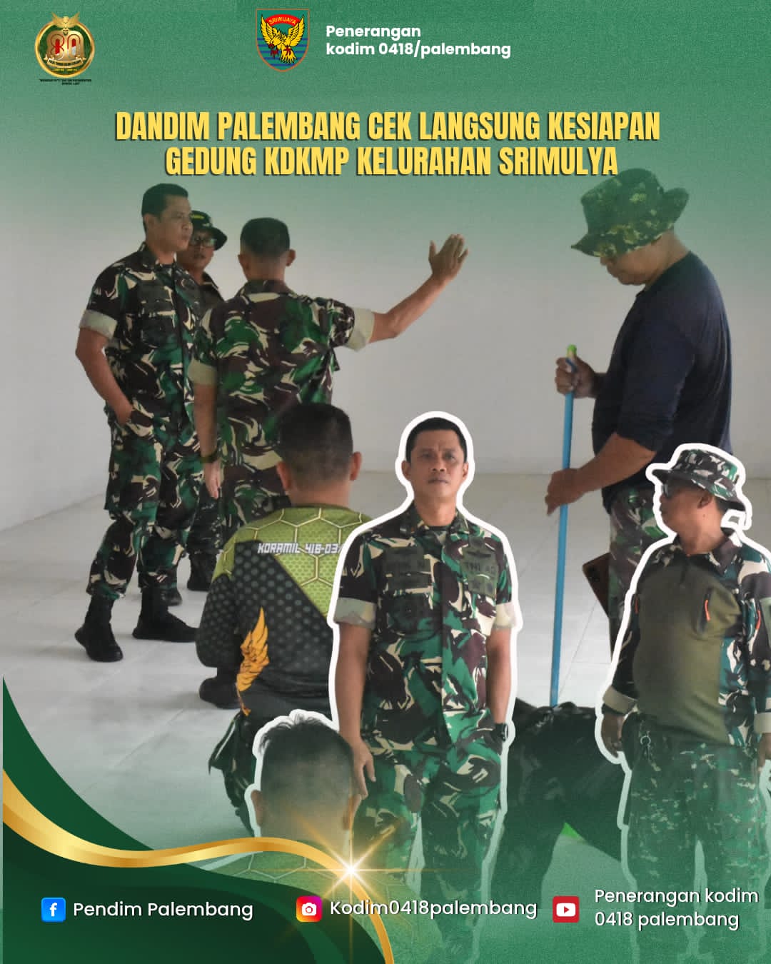 Dandim Palembang Cek Langsung Kesiapan Gedung KDKMP Kelurahan Srimulya 1