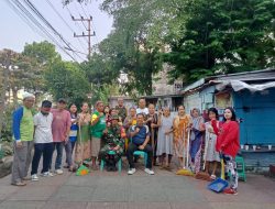 Babinsa 23 Ilir Bersama Warga Gelar Gotong Royong Jumat Bersih di Jalan BNN Lambidaro