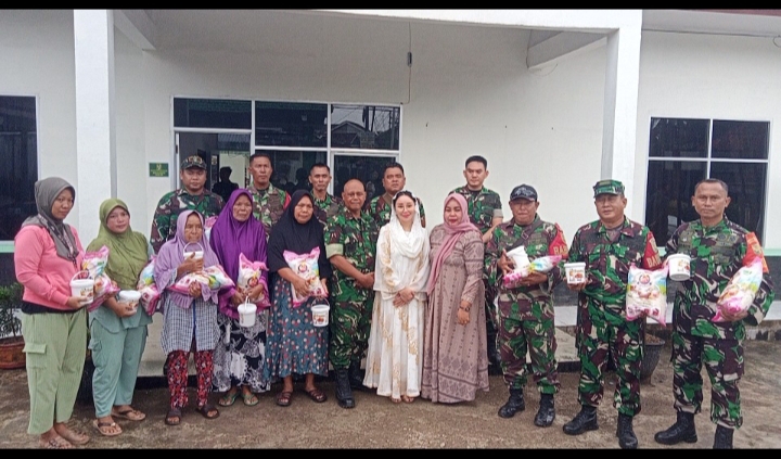Koramil 418-01/Makrayu dan Nandriani Octarina Berbagi Sembako, Wujud Kepedulian di Bulan Ramadhan 1