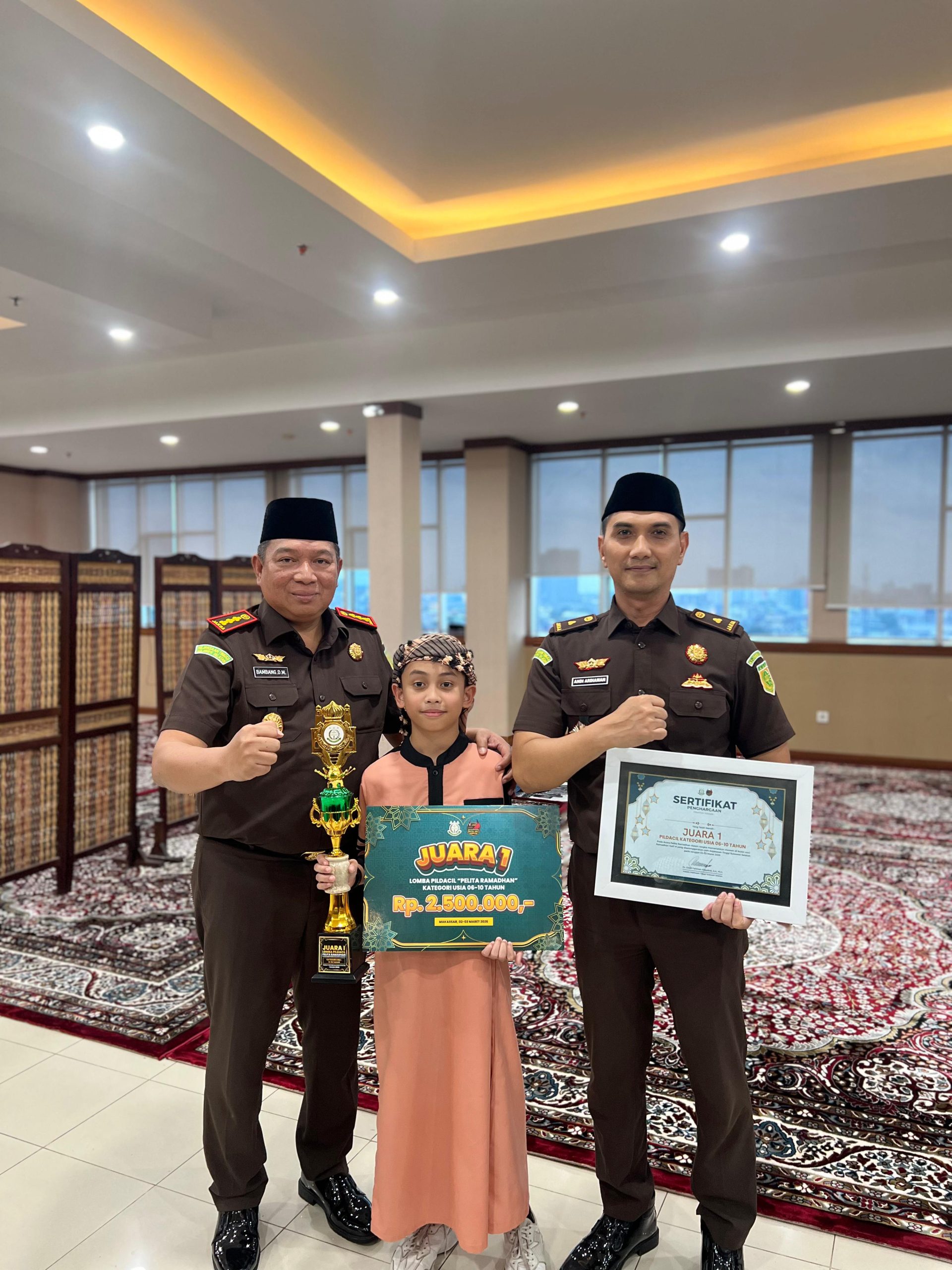 Patut Diacungi Jempol, Kejaksaan Negeri Gowa Raih Juara 1 Lomba Pildacil Kejati Sulsel, Rafandra Bawa Pulang Hadiah Umrah 1