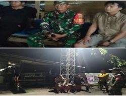 Babinsa Koramil 402-11/Tulung Selapan Patroli Siskamling di Desa Tulung Selapan dan Sungai Ketupak