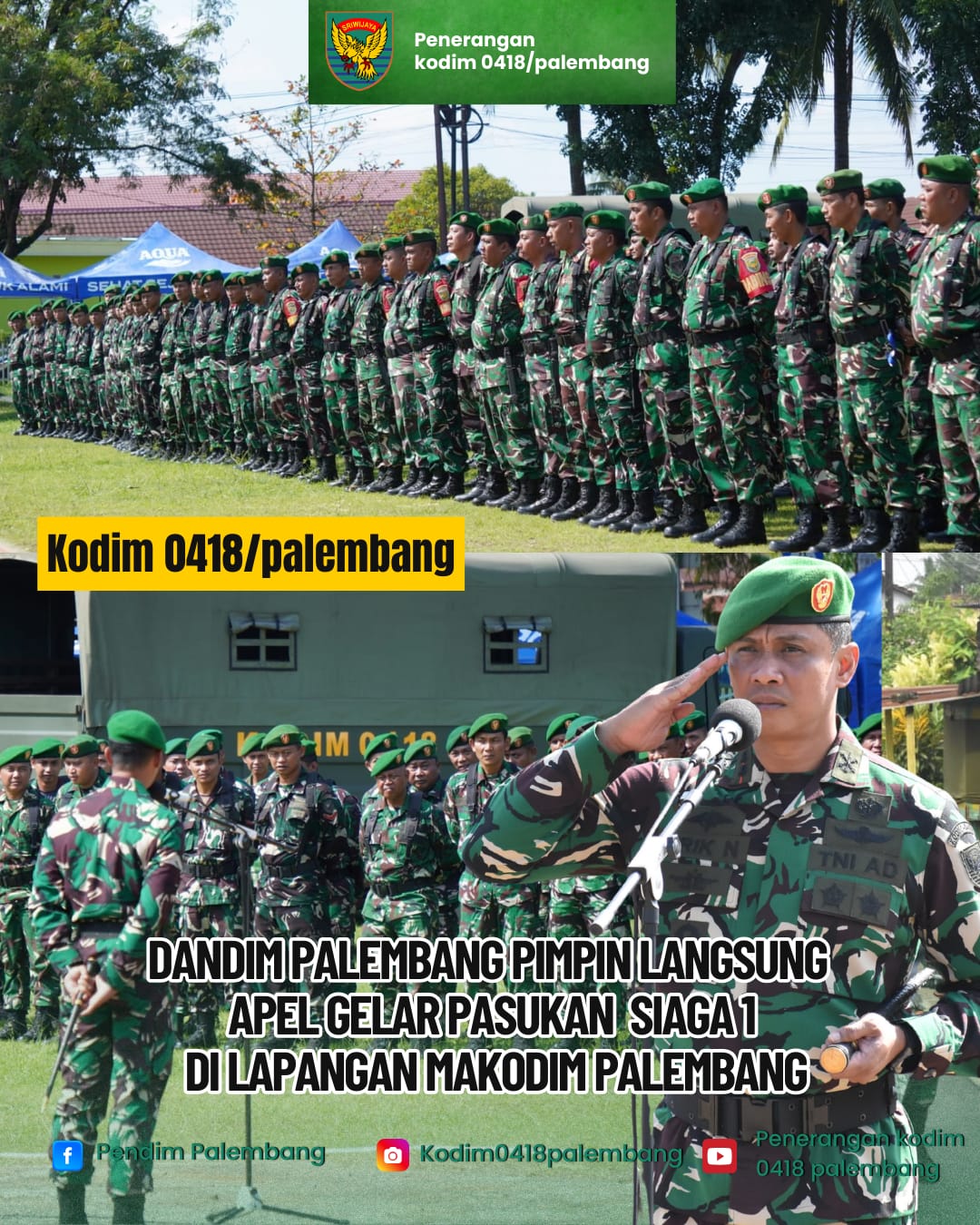 Dandim 0418/Palembang Pimpin Apel Gelar Pasukan Siaga 1 1