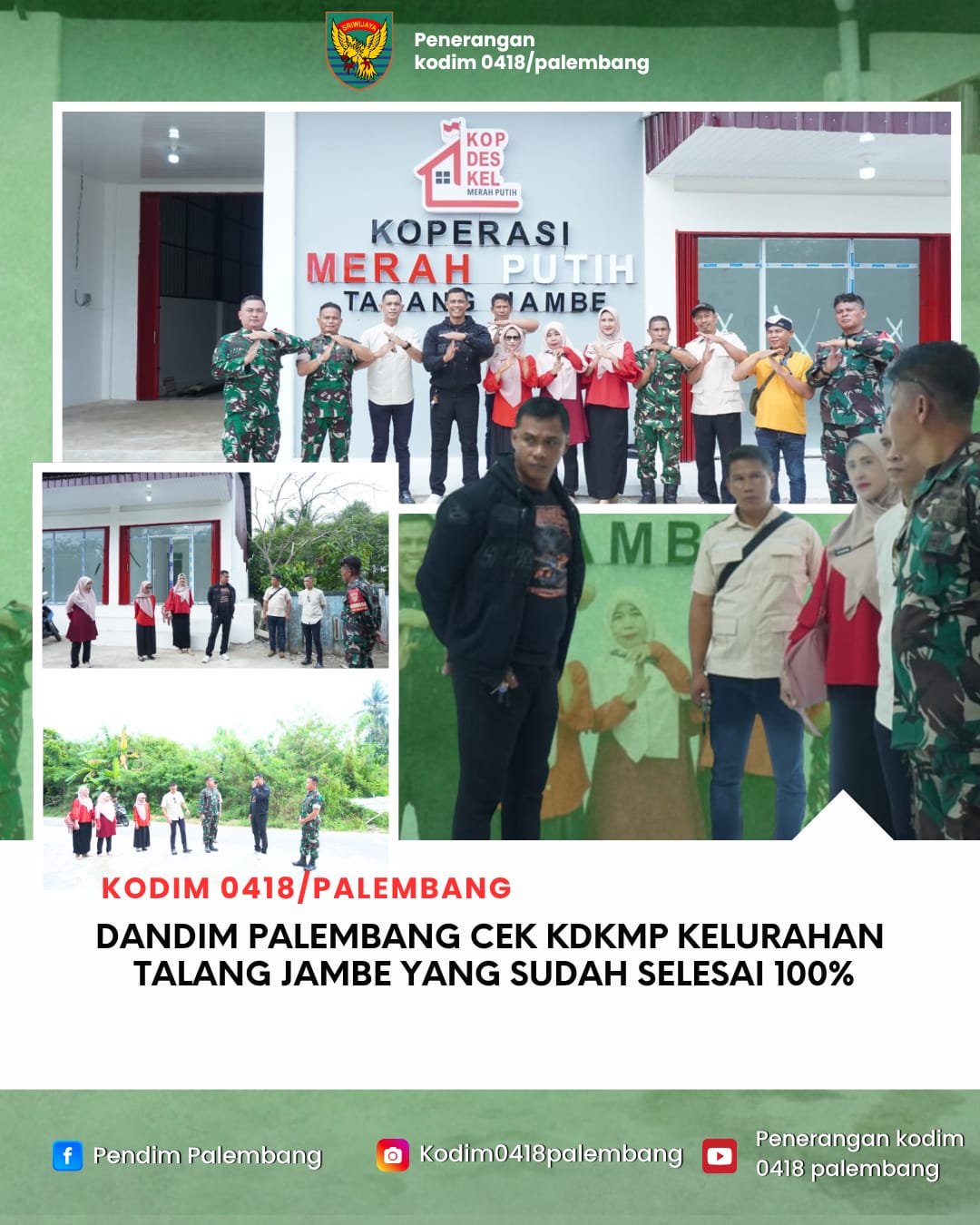 Dandim 0418/Palembang Pastikan KDKMP Talang Jambe Rampung 100 Persen Dorong Ekonomi Warga 1