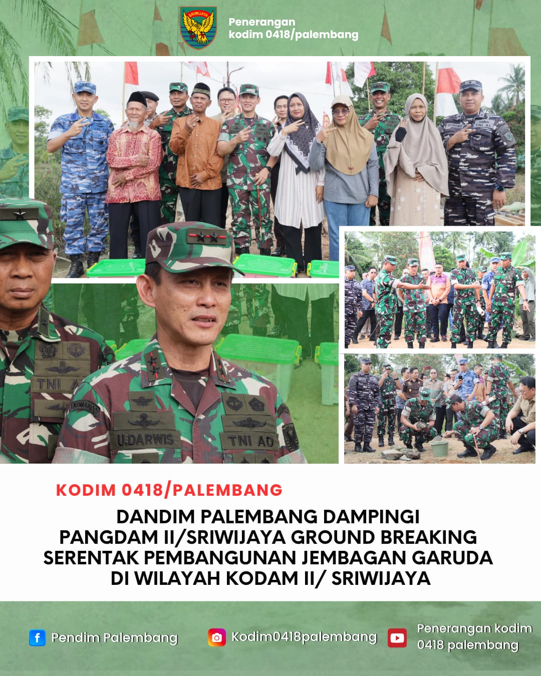 Dandim 0418/Palembang Dampingi Pangdam II/Sriwijaya Ground Breaking Jembatan Beton Tahap IV 1