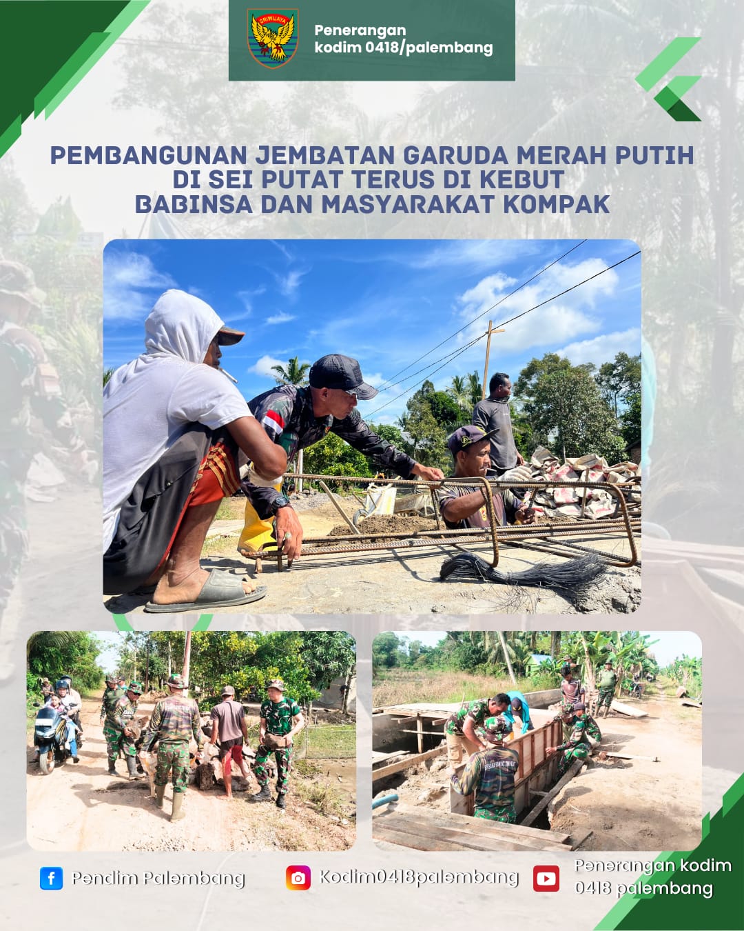 Pembangunan Jembatan Garuda Merah Putih di Sei Putat Dikebut, Babinsa dan Warga Kompak Gotong Royong 1
