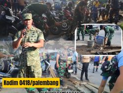 Kolaborasi TNI-Polri dan Pemkot Palembang Bersihkan Drainase, Dandim: Kurangi Dampak Banjir