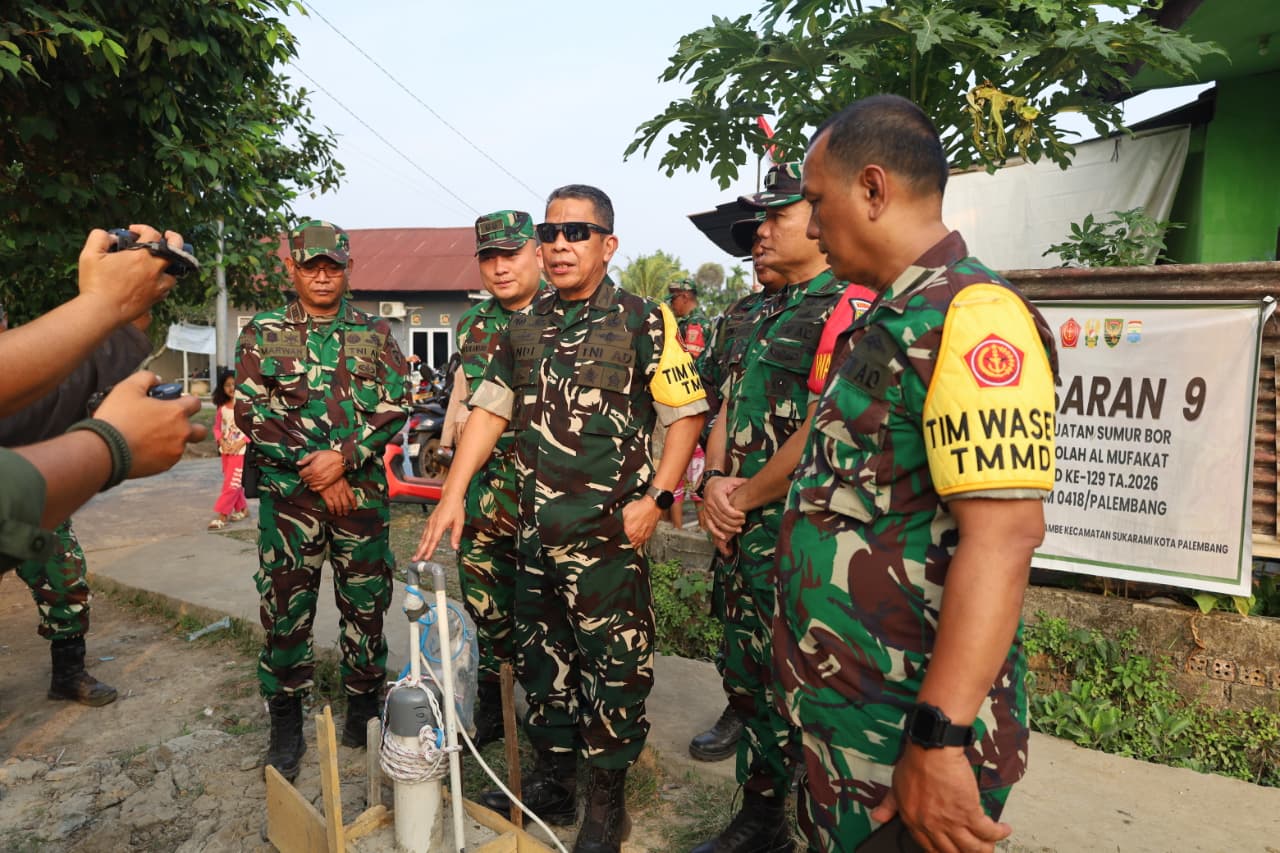 Katim Wasev TMMD Ke-129 Tinjau Hasil Pembangunan Sumur Bor di Lokasi TMMD Kodim 0418/Palembang 1