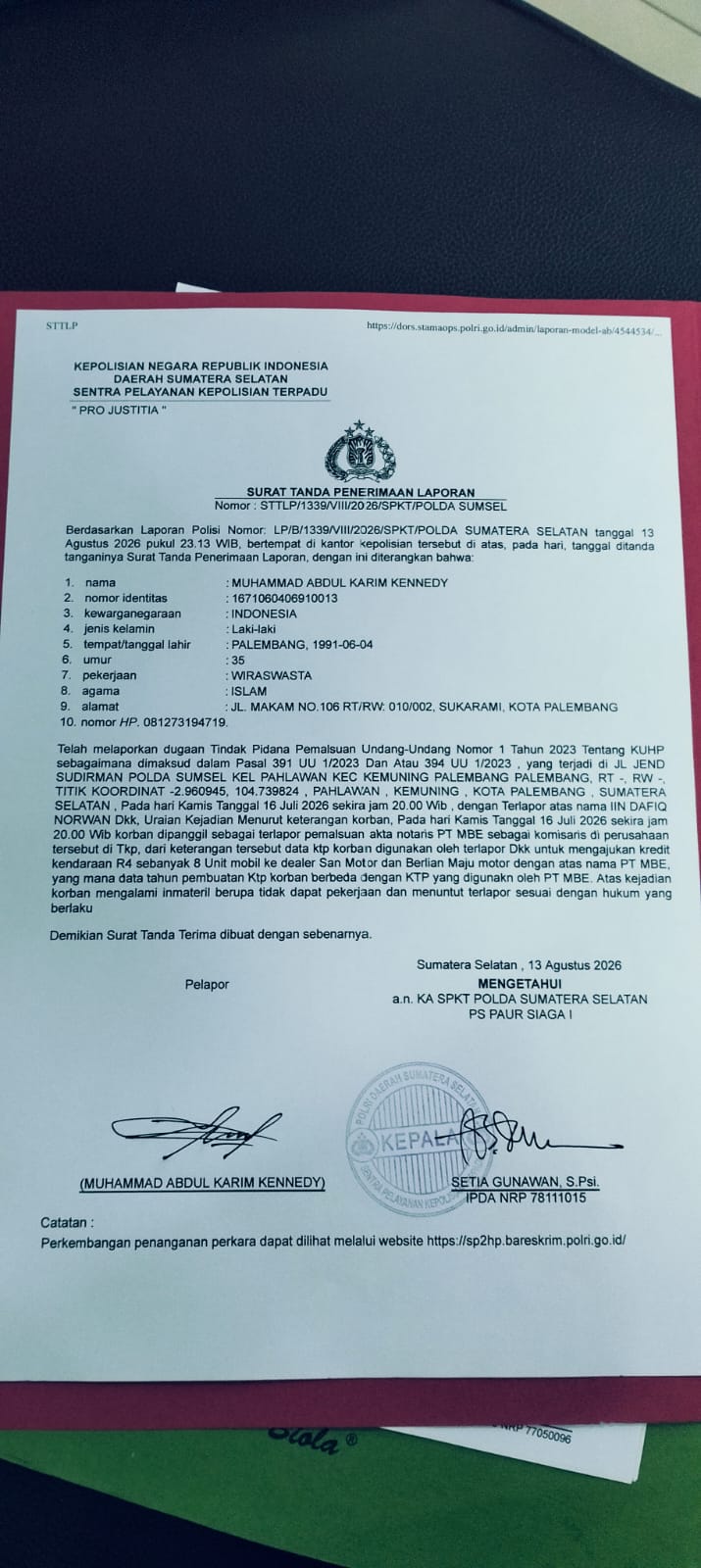 Nama Klien Diduga Dicatut Jadi Komisaris, M. Fadli Mahdi SH & Nushi Jalaludin SH Laporkan Dugaan Pemalsuan Akta PT MBE 2