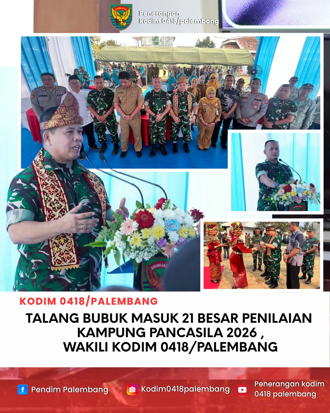Talang Bubuk Masuk 21 Besar Penilaian Kampung Pancasila 2026, Wakili Kodim 0418/Palembang 1