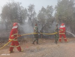 Babinsa Kodim 0418/Palembang Bersama Tim Gabungan Padamkan Kebakaran Lahan 5 Hektare