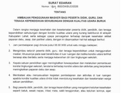 Kualitas Udara Memburuk, Disdikbud Lahat Imbau Siswa dan Guru Gunakan Masker