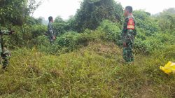 Tim Patroli Koramil Pakjo Pantau Lokasi Bekas Karhutla di Bukit Baru 2
