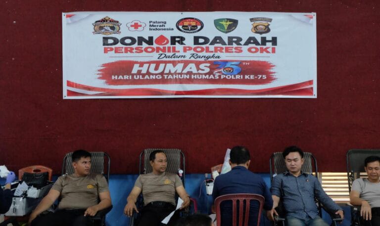 "Sambut HUT Humas Polri ke-75, Polres OKI Gelar Donor Darah untuk Bantu Sesama 1